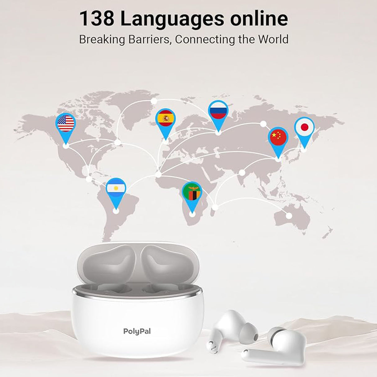 P1 AI Translator Earbuds – Real-Time 138 Language Translation with ANC and AI Features by PolyPal