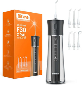 F30 Cordless Water Flosser, Portable Oral Irrigator with 5 Cleaning Modes, 6 Nozzles, USB-C Charging by Bitvae - SASKA , SASKA UAE