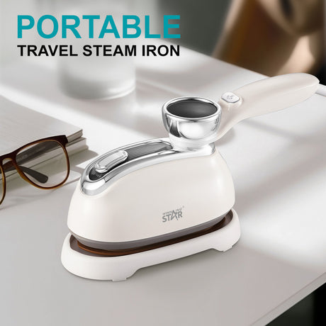 Portable Travel Steam Iron 1300W, Foldable Handle, Digital Display, Aluminum Soleplate, Dry & Steam Iron by Winning Star