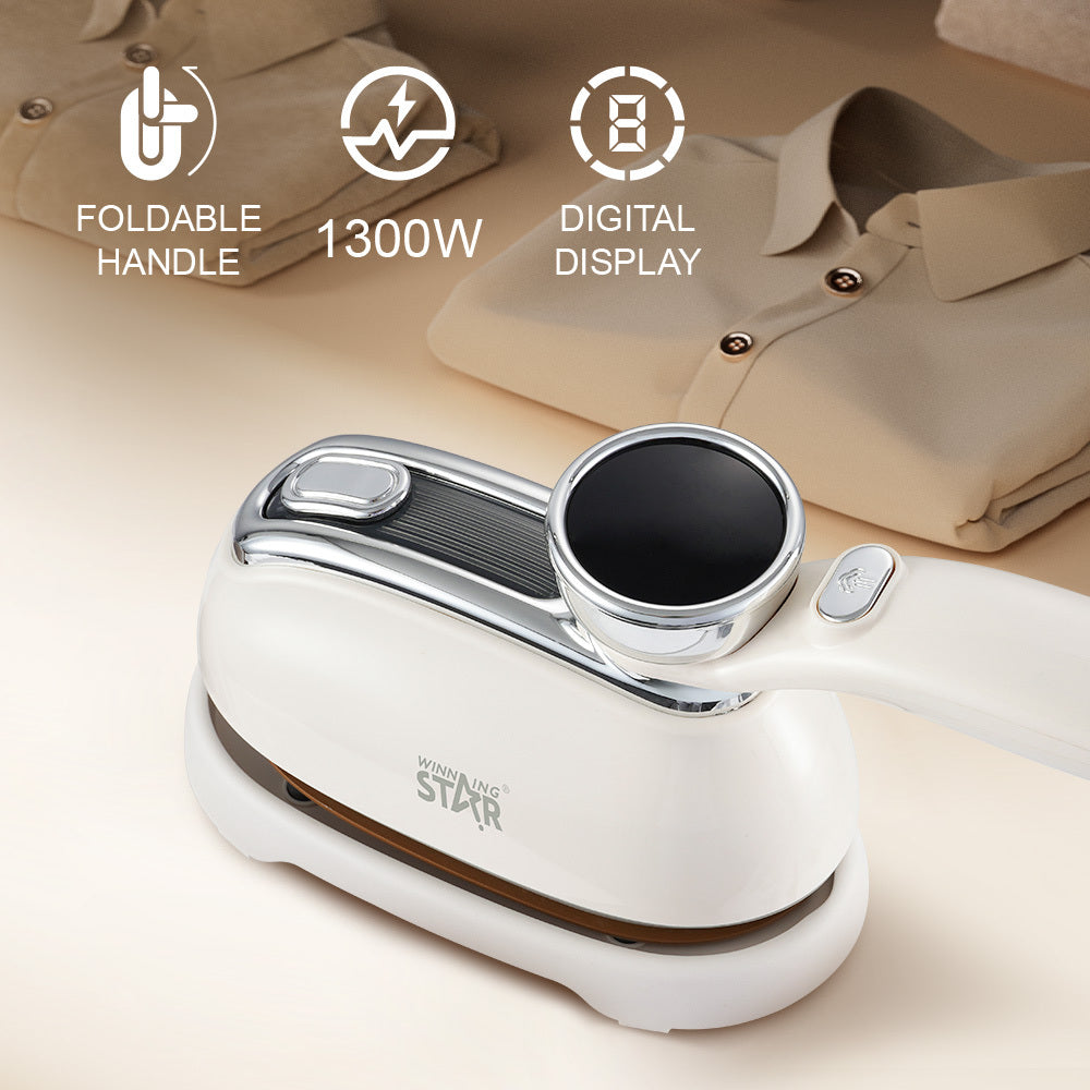 Portable Travel Steam Iron 1300W, Foldable Handle, Digital Display, Aluminum Soleplate, Dry & Steam Iron by Winning Star